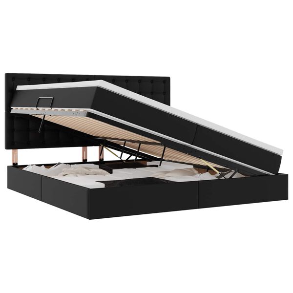 vidaXL Letto con contenitore e LED Nero 200 x 200 cm Pelle Sintetica