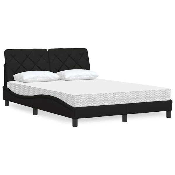 vidaXL Letto con Materasso Nero 120x200 cm in Tessuto