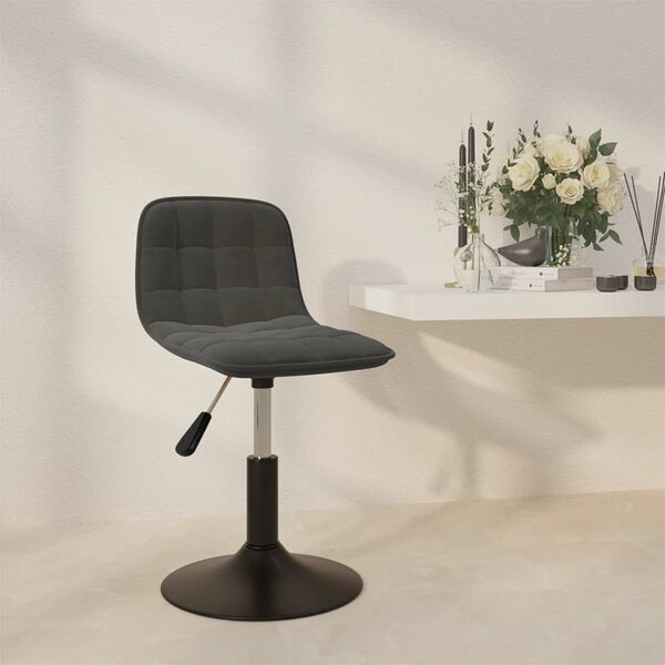 vidaXL Sedia da Pranzo Girevole Grigio Scuro in Velluto