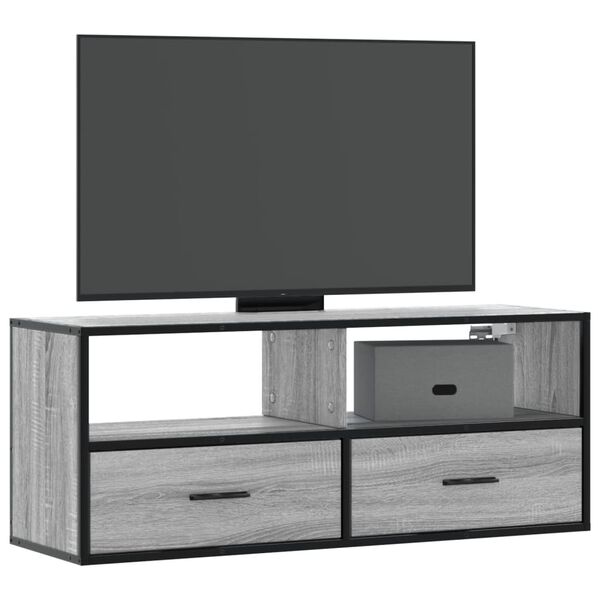 vidaXL Mobile TV Grigio Sonoma 100x31x39,5cm Legno Multistrato Metallo