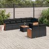 vidaXL Set Divani da Giardino 9 pz con Cuscini Nero in Polyrattan