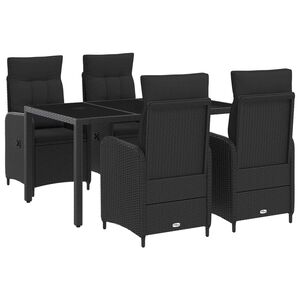 vidaXL Set da pranzo per esterni 5 pz Nero polyrattan