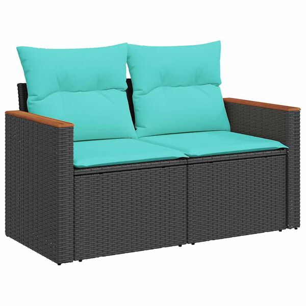 vidaXL Set Divani da Giardino con Cuscini 7pz Nero Polyrattan