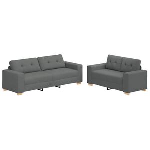 vidaXL Set divano a 2 pz con Cuscini Tessuto Grigio Scuro