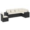 vidaXL Set Divano da Giardino 6 pz con Cuscini Nero in Polyrattan