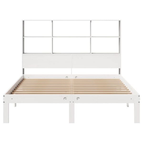 vidaXL Letto Libreria senza Materasso Bianco 140x200 cm Legno di Pino