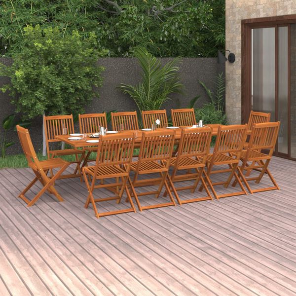 vidaXL Set da Pranzo da Giardino 13 pz 280x90x75 cm Massello di Acacia