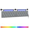 vidaXL Testiera sospesa Con luce LED Grigio Chiaro Tessuto