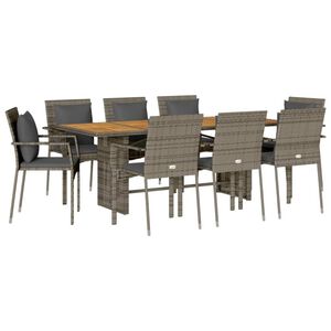 vidaXL Set da Pranzo da Giardino 7 pz con Cuscini in Polyrattan Grigio