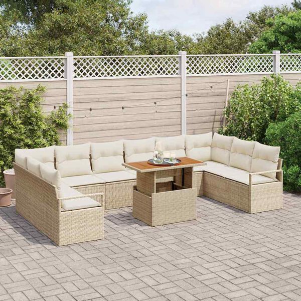 vidaXL Set Divano da Giardino 11 pcs Beige Poly Rattan