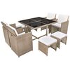 vidaXL Set da Pranzo da Giardino 9 pz con Cuscini in Polyrattan Beige