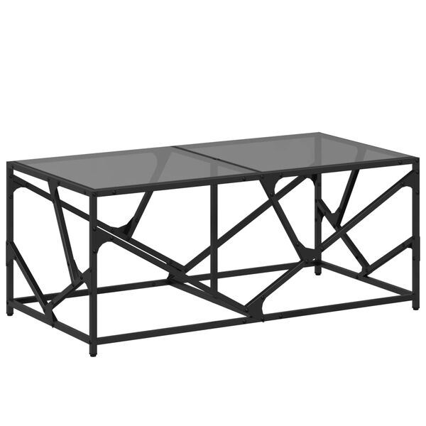 vidaXL Tavolino con Piano in Vetro Nero 98,5x50x41 cm Acciaio