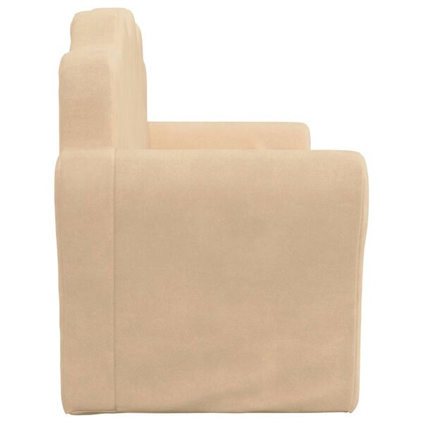 vidaXL Divano Letto per Bambini a 2 Posti Crema in Morbido Peluche