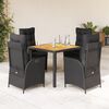 vidaXL Set da Pranzo da Giardino 5 pz Nero con Cuscini in Polyrattan