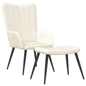 vidaXL Poltrona Relax con Sgabello Bianco Crema in Velluto