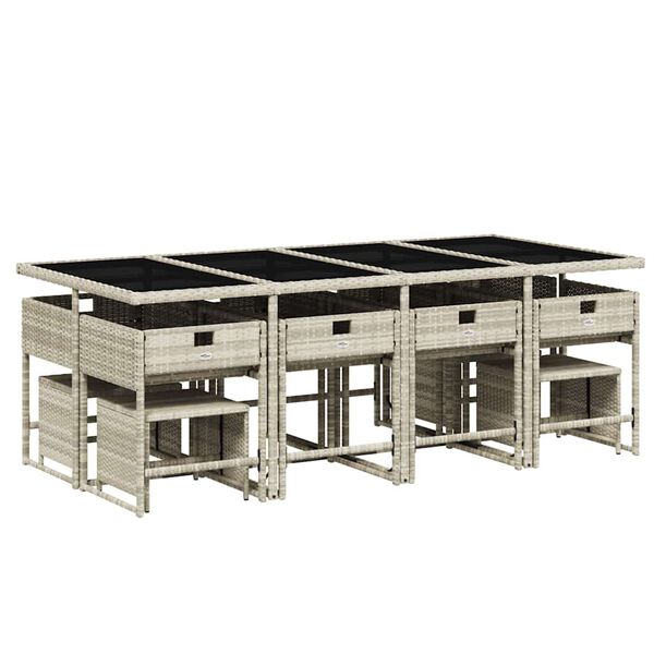 vidaXL Set da Pranzo da Giardino 13pz con Cuscini Grigio in Polyrattan