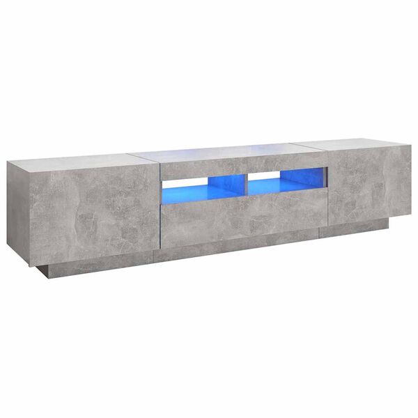 vidaXL Mobile Porta TV con Luci LED Grigio Cemento 180x35x40 cm