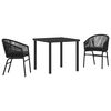 vidaXL Set da Pranzo per Giardino 3 pz Nero