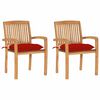 vidaXL Sedie da Giardino 2 pz con Cuscini Rossi in Teak Massello