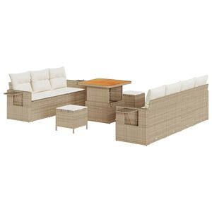 vidaXL Set Divano da Giardino con cuscino 10 pcs beige e panna
