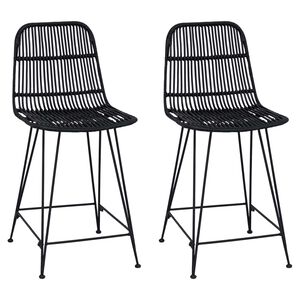 vidaXL Sgabello da bar 2 pz Nero 44 x 54 x 96 cm Rattan e acciaio