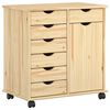 vidaXL Mobile con Ruote 63,5 x 39 x 65,5 cm Legno di Pino Massello