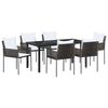 vidaXL Set da Pranzo per Giardino 7 pz Marrone e Nero Rattan in PE