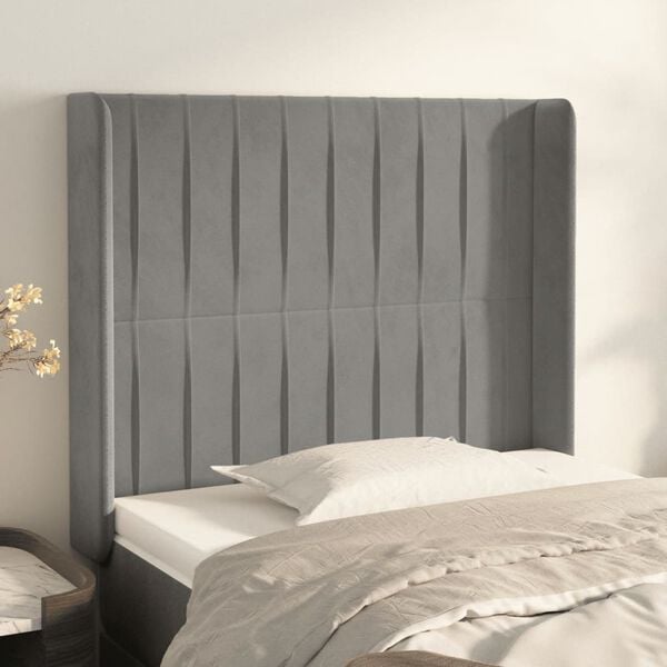 vidaXL Testiera ad Orecchio Grigio Chiaro 103x16x118/128 cm in Velluto
