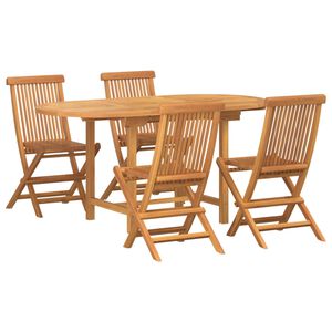 vidaXL Set da Pranzo per Giardino 5 pz Marrone Legno di teak solido