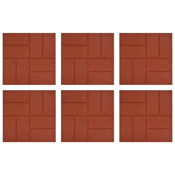 vidaXL Pietra da Passo 6 pcs Rosso 40,5 x 40,5 x 2 cm Gomma