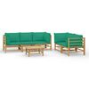 vidaXL Set Salotto da Giardino 6pz con Cuscini Verdi Bamb&ugrave;