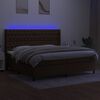 vidaXL Letto a Molle Materasso e LED MarroneScuro 200x200cm in Tessuto