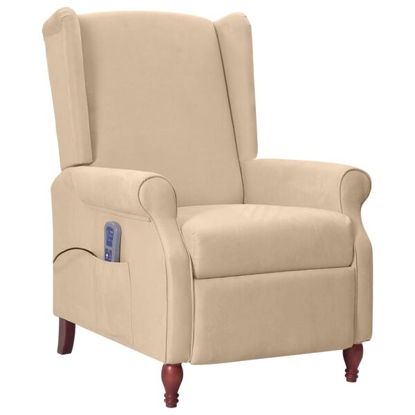 vidaXL Poltrona Massaggiante Reclinabile Tortora in Microfibra