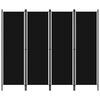 vidaXL Paravento a 4 Pannelli Nero 200x180 cm