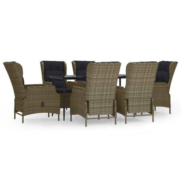 vidaXL Set da Pranzo da Giardino 7 pz Marrone in Polyrattan