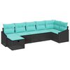 vidaXL Set di divani con cuscino con archiviazione Nero polyrattan