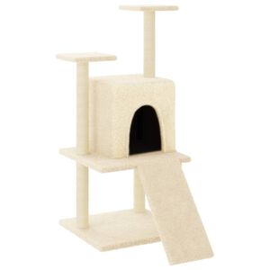 vidaXL Albero per Gatti con Tiragraffi in Sisal Crema 110 cm