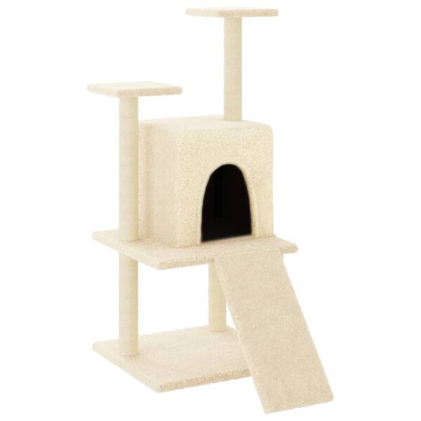 vidaXL Albero per Gatti con Tiragraffi in Sisal Crema 110 cm