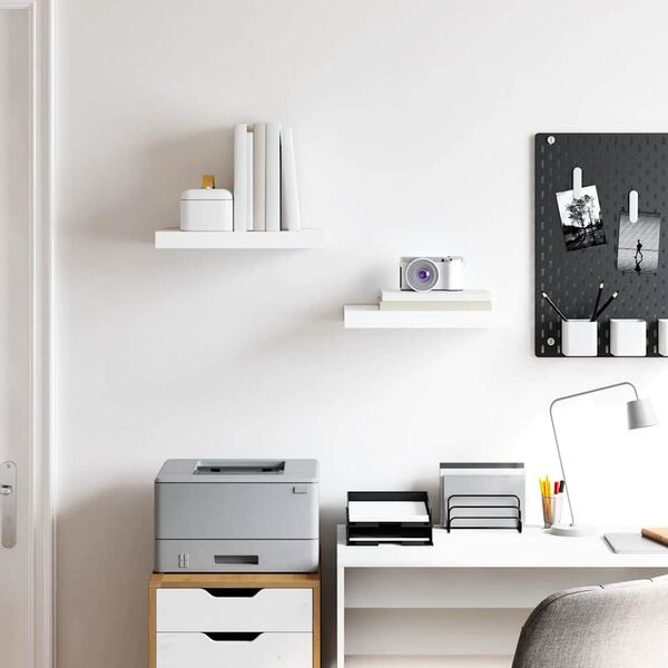 vidaXL Scaffali a Parete 2 pz Bianco Lucido 40x23x3,8 cm in MDF