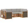 vidaXL Set di divani da esterno 5 pz Naturale e Grigio Chiaro