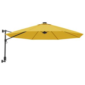 vidaXL Ombrellone a Parete con LED Giallo 290 cm