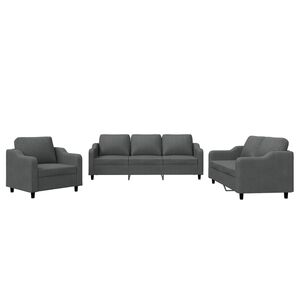 vidaXL Set di Divani 3 pz con Cuscini Grigio Scuro in Tessuto