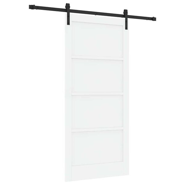 vidaXL Porta scorrevole Bianco e Nero 93 x 202 cm Pino massello
