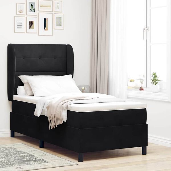 vidaXL Letto a molle con materasso Nero 200 x 100 cm Velluto