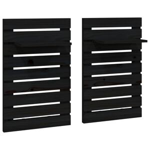 vidaXL Mensole da Letto a Parete 2 pz Nero Legno Massello di Pino