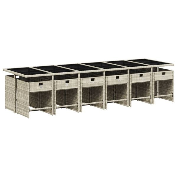 vidaXL Set da Pranzo da Giardino 13pz con Cuscini Grigio in Polyrattan