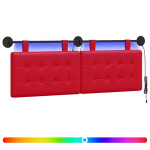 vidaXL Testiera sospesa Con luce LED Rosso Similpelle