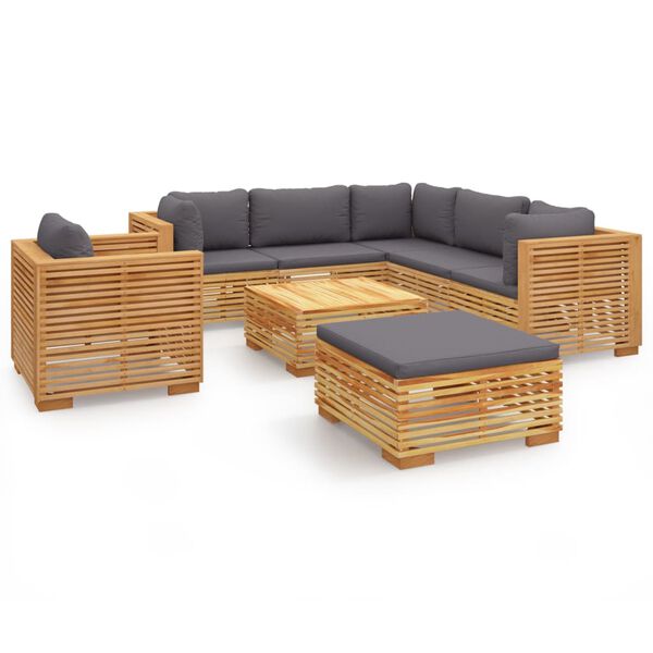 vidaXL Set Divani da Giardino 8 pz con Cuscini Legno Massello di Teak