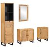 vidaXL Set da Bagno 4 pz Naturale Legno di mango massello