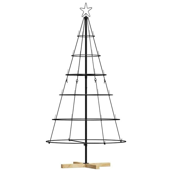 vidaXL Albero a Cono di Natale con supporto Nero 150 cm Acciaio
